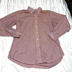 Men's Southern Marsh button up shirt size small orange blue plaid